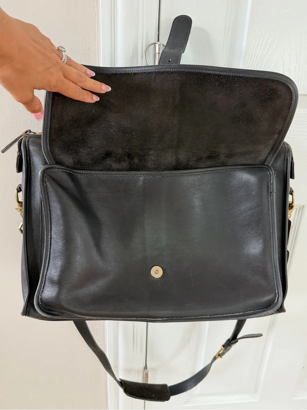Vintage Coach Harrison Black Leather Briefcase with Top Handle